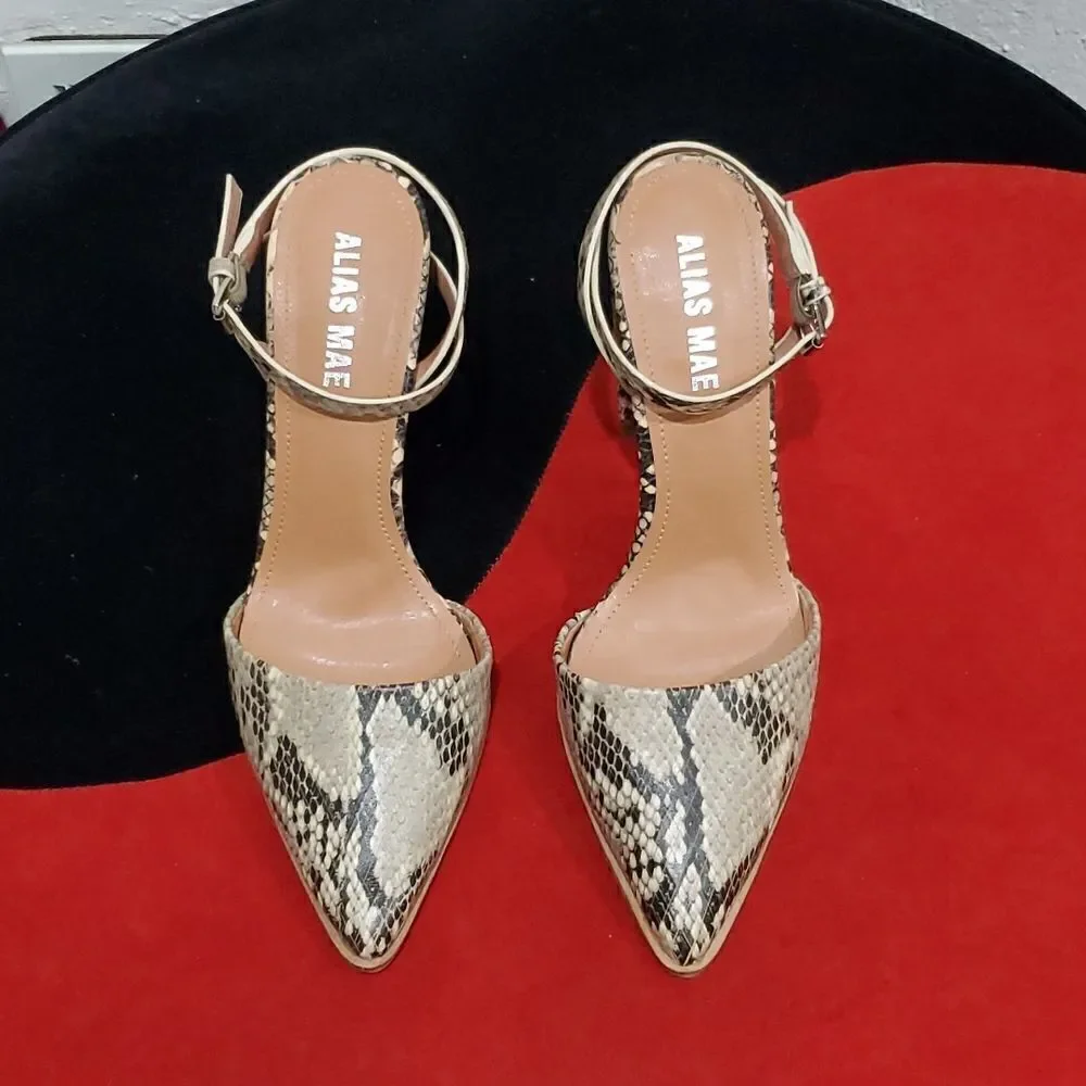 Revolve Alias Mae Snakeskin Heels - Picture 2 of 12